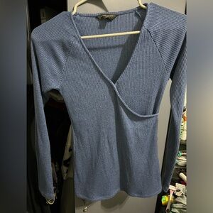 Banana republic Blue Ribbed V-Neck Top